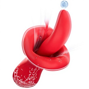Vibratore per la lingua per donne, con 9 modalità di leccamento, vibrazione e succhiamento, a forma di rosa, stimolatore del punto G e del clitoride, per adulti - Product Image 1