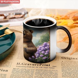 แก้วกาแฟเปลี่ยนสีเมื่อโดนความร้อน ขนาด 11 ออนซ์ สีดำด้าน เซรามิก สำหรับพักกลางวันในที่ทำงาน - Product Image 5
