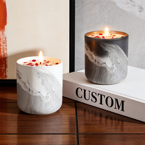 Venta al por Mayor de Portavelas de Cerámica con Patrón de Mármol Nórdico, Portavelas Cilíndrico de Porcelana Minimalista para Decoración del Hogar - Product Image 1