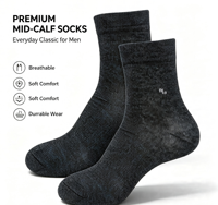 Chaussettes mi-mollet pour hommes de qualité supérieure, douces, respirantes, en coton, chaussettes décontractées, durables, confortables, pour le travail quotidien, pour hommes