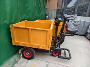 Remorque de transport manuelle en acier orange avec pneus pleins pour travaux de construction - Product Image 5