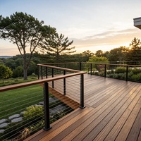 Poteau de garde-corps en câble d'acier inoxydable sur pied, 42 pouces, pour terrasse extérieure, système de main courante en câble métallique