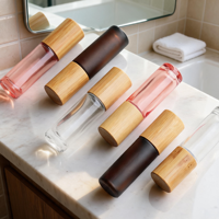 Flacon roll-on en verre rechargeable de 10 ml gravé au laser avec couvercle en bambou pour la maison, le bureau, les voyages, les parfums et les huiles essentielles
