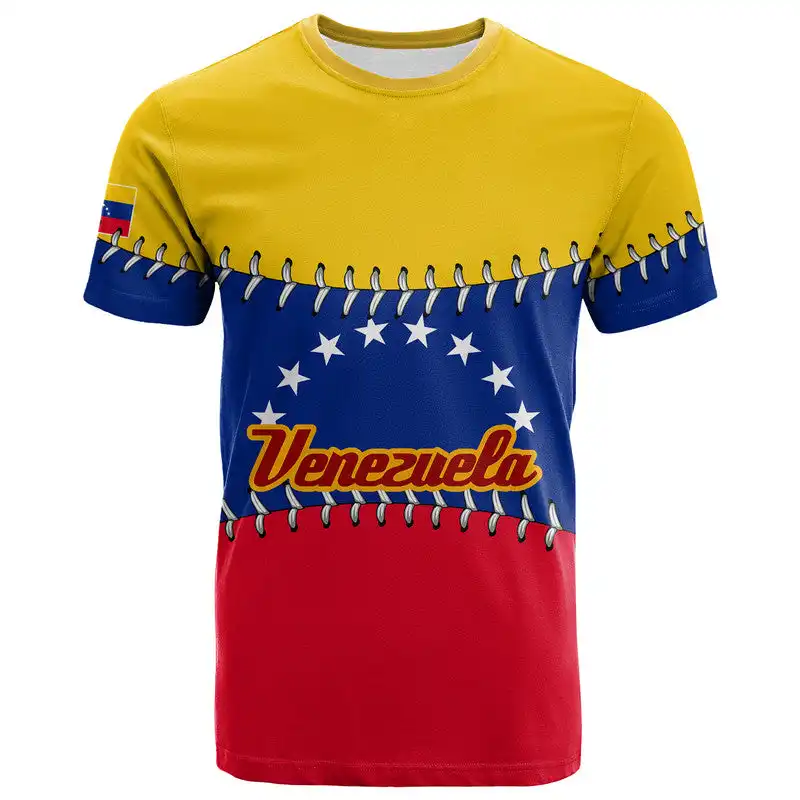 Camiseta com bandeira da Venezuela com número/texto personalizado solto para homens, camisetas vintage de manga curta para homens, camisetas de verão para venda no atacado
