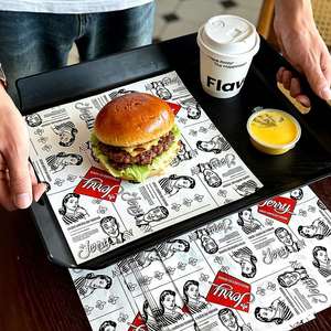 Custom Food Grade Biodegradable Eco-Friendly Disposable PE Coated Printed Grease Proof <b>Wrapping</b> <b>Paper</b> for Hamburger - Product Image 3