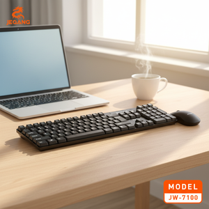 Combo de Teclado y Ratón Inalámbrico USB Jeqang <span class=keywords><strong>JW</strong></span>-7100, Sensor Óptico, Teclas Multimedia, Diseño Ergonómico para PC/Portátil, Idioma Árabe - Product Image 4