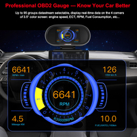 Velocímetro 2 en 1 HUD Medidor automático Medidor DE SEGURIDAD KONNWEI KW206 OBD2 Escáner de automóvil en ruso Inglés Español