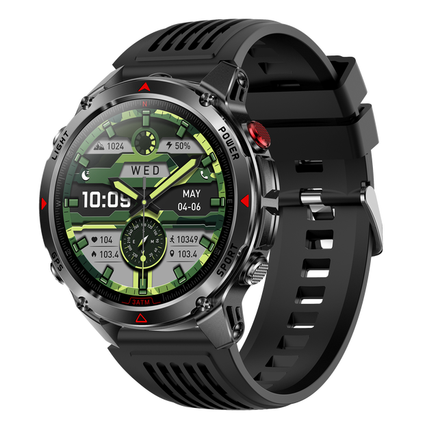 1.46" IPS Touchscreen Smartwatch Outdoor Compass Calling GPS Positioning Men's Fitness Tracker Android OS Silicone Strap