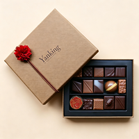 Boîtes à chocolat en papier artistique avec couvercle et base personnalisés, estampage à chaud en or, emballage de luxe noir pour chocolats et bonbons pour les marques haut de gamme
