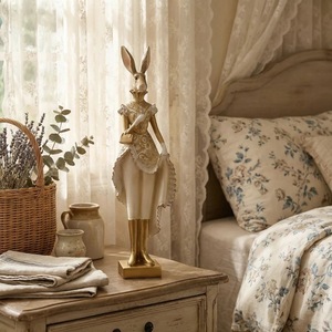 Resin Vintage Gold Rabbit Statue Male Female <b>Easter</b> Decor Indoor Home Desktop <b>Ornament</b> Spring Decoration - Product Image 2