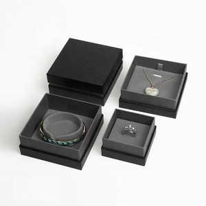 Custom logo printed black necklace bracelet bangle cardboard jewellery boxes packaging paper jewelry ring box