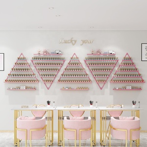 Luxury Metal <b>Nail</b> Polish Rack Wall Mounted Display Organizer Triangle Geometric <b>Nail</b> Salon Furniture Cosmetic Storage Shelf - Product Image 4