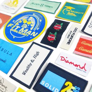 Etiqueta Tag tecida personalizada para vestuário Etiquetas tecidas algodão por atacado para vestuário - Product Image 1
