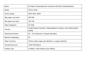 PF03-4+<span class=keywords><strong>A3K</strong></span> Hochgeschwindigkeits-Messerfalzmaschine 120 Blatt/Min A3 Papierfalter - Product Image 2
