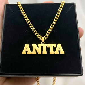 Collana con Nome Personalizzato e Catena Cubana, Ciondolo con Lettera in Acciaio Inossidabile Placcato Oro 18K, Gioiello alla Moda, Regalo <span class=keywords><strong>per</strong></span> Ragazze - Product Image 2