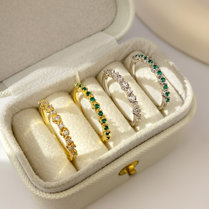 <b>Dainty</b> Wholesale Vintage Green Cubic Zirconia 18k Gold Plated <b>Rings</b> for Women - Product Image 6