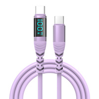 Câble de charge rapide USB C vers USB C 100W avec affichage numérique, câble de données en silicone pour téléphone portable et ordinateur portable