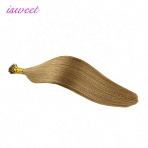Extensions de cheveux I Tip en kératine italienne brun clair, double trame, cheveux vierges bruts - Product Image 2