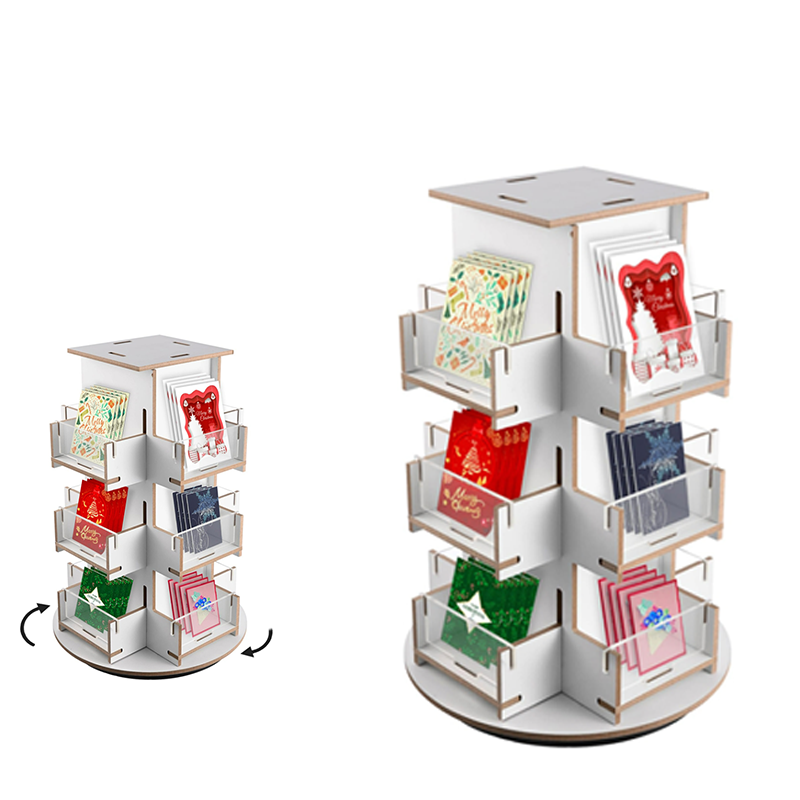 Apache Customizable Wooden Greeting Card Display Rack for Supermarket Store Display Shelves