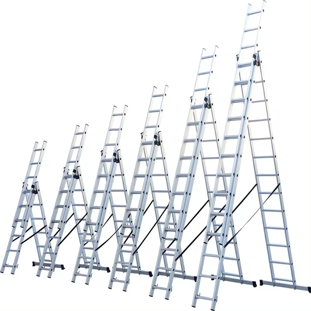 Aluminum 10M Folding Extension Ladder Multifunctional Outdoor Three-Fold Stairs Step Ladder for Scaffolding