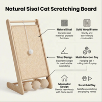 Griffoir pour chat minimaliste en bois massif et sisal naturel |   Balle interactive 2-en-1 et griffoir |   Chat Moderne et Durable