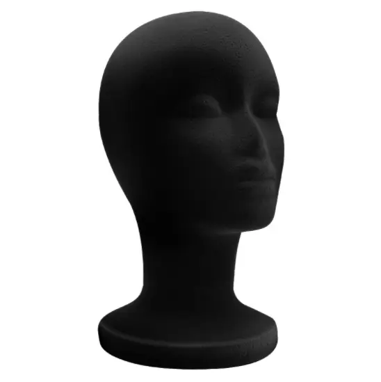 حجم كبير displaymanequin الجذع Styrofoam شعر مستعار الرأس الأنيق للنساء الصديق للبيئة رغوة عرض متجر مجردة الوجه الأسود