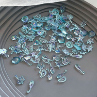 50 Breloques pour Ongles Série Océan, Décorations 3D en Plastique Coquillages Étoiles de Mer Strass Cristal