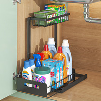Étagère de rangement pour épices en métal en forme de L pour armoire de cuisine, organisateur sous évier avec panier coulissant et hauteur réglable