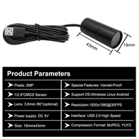 19*43MM Micro Bullet Taille 1080P 2MP Micro USB OTG Externe UVC Mini Caméra pour Appareil Android & Utilisation PC