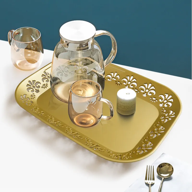 Wholesale Decorative Plastic Tray Coffee Table Ottoman Bathroom Serving Tray Plate