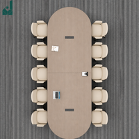 Table de conférence longue et moderne de 500 cm pour 16 personnes avec prise coulissante, placage en bois de frêne gris, bureau pour salle de réunion professionnelle