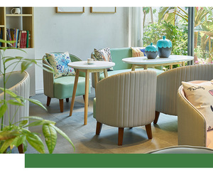 Sản Phẩm Mới Phong Cách Tươi Phương Tây Nhà Hàng Cafe Giải Trí Đàm Phán Thư Viện Cuốn Sách Thanh Gian Hàng Sofa Bàn Gỗ Rắn Và Ghế Bộ - Product Image 4