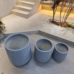 نورديك مبتكر أسمنت زارع شرفة فناء أواني زهور أرضية كبيرة مزخرفة مزارعون أصص زهور من الحجر الليفي - Product Image 4