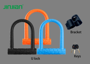 JINJIAN T610 Accessoires de vélo <span class=keywords><strong>antivol</strong></span> sécurité <span class=keywords><strong>moto</strong></span> Scooter vélo <span class=keywords><strong>U</strong></span> Lock avec housse en silicone - Product Image 2