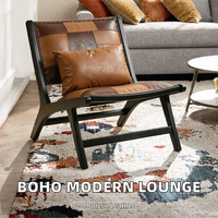 Fauteuil d'appoint moderne style bohème avec pieds en bois massif pour salon et détente