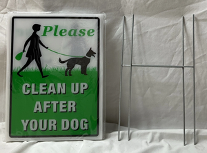 Panneaux de jardin double face avec piquet pour signalisation extérieure : 'Nettoyez après votre chien' et 'Pas de déjections canines' - Product Image 2