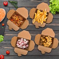 Boîtes alimentaires carrées rigides en papier kraft recyclé jetables personnalisées, contenants à lunch biodégradables pour restaurants