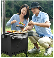 Poêle à bois portable en acier inoxydable, léger, pour pique-nique en plein air et chauffage BBQ