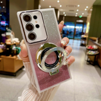 Étui souple en TPU avec protection d'appareil photo à paillettes dégradées et support magnétique pour Samsung Galaxy S26 S25 S24 S23 S22 Ultra