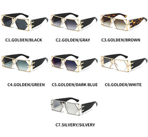 Lunettes de soleil pour femmes <span class=keywords><strong>sexy</strong></span>, style Hip-Hop populaire, monture métallique creuse dorée, forme carrée, style Punk Steampunk, avec logo personnalisé - Product Image 3