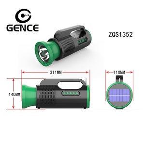 GENCE ZQS1352-1 Lampe torche solaire multifonctionnelle, haut-parleur, batterie externe rechargeable, radio FM, lumières RGB, kit de survie d'urgence - Product Image 1