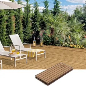 Chine teck bois massif patio extérieur wpc composite planches de terrasse carreaux de sol en plastique pour terrasse