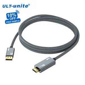 ULT-unite DisplayPort 1.4至HDMI 2.1电缆8K 60Hz 4K 144Hz单向DP至HDMI电缆