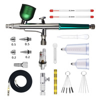 Kit d'aérographe HD-131 avec buses de 0,2 et 0,5 mm, alimentation par gravité, double action, kit d'accessoires portable pour maquillage