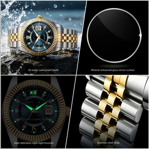 X-GEQCK Nuevo Reloj de Diamantes para Hombre, Reloj de Cuarzo de Acero Inoxidable de Alta Calidad, Reloj de Lujo para Hombre con Brazalete Dorado y Azul, Relojes Hombre - Product Image 5