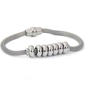 Stainless Steel Cable <b>Bracelet</b> With <b>Beads</b> Ball Shape Geometric Design For Women Gift Jewelry - Product Image 1