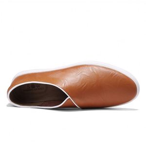 Mocassins pour hommes, chaussures plates, chaussures de skateboard en <span class=keywords><strong>cuir</strong></span> à bout ouvert, chaussures décontractées et légères pour le printemps - Product Image 4