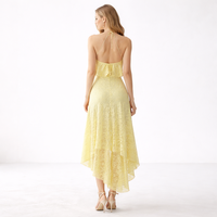 Robe Camisole Femme Personnalisée OEM, Dos Nu, Col en V, Sans Manches, Dentelle et Strass, pour Vacances et Plage, Fabrication Usine