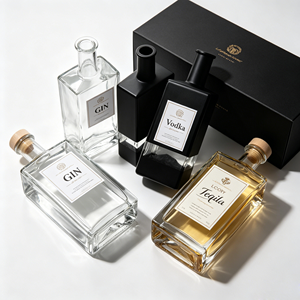 <span class=keywords><strong>Bouteille</strong></span> en verre carrée plate pour vodka, <span class=keywords><strong>gin</strong></span> et spiritueux, vide, avec étiquette, <span class=keywords><strong>prix</strong></span> usine, à vendre - Product Image 1
