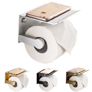 Porte-papier toilette mural en aluminium oxydé mat, design rectangulaire contemporain, pour salle de bain - Product Image 5